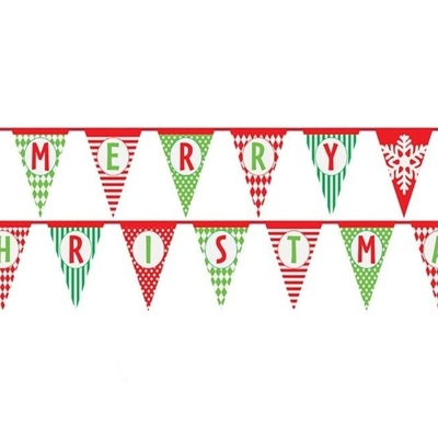 Merry Christmas Paper Flag Banner - Everything Party Supplies